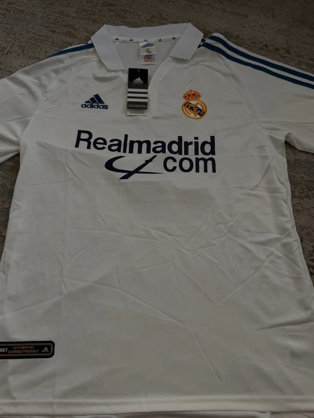 adidas Real Madrid White Polo with Navy Accents